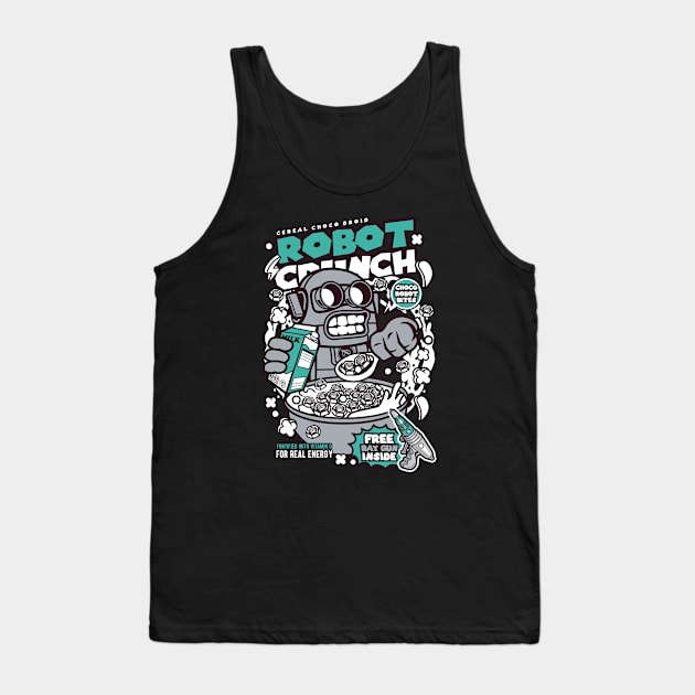 Retro Cartoon Cereal Box // Cereal Robot Crunch // Funny Vintage Breakfast Cereal Tank Top by SLAG_Creative